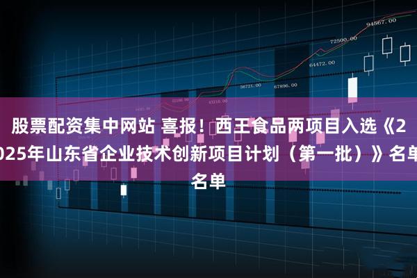股票配资集中网站 喜报！西王食品两项目入选《2025年山东省企业技术创新项目计划（第一批）》名单