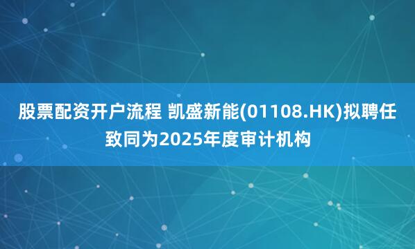 股票配资开户流程 凯盛新能(01108.HK)拟聘任致同为2025年度审计机构