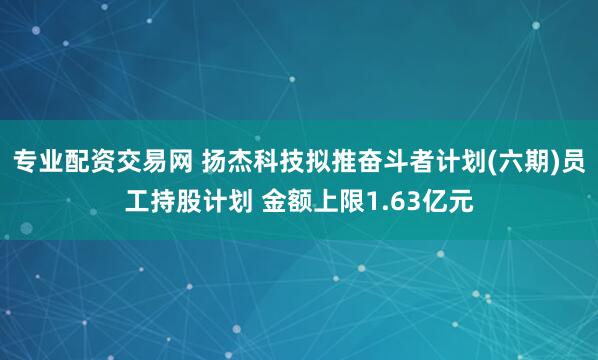 专业配资交易网 扬杰科技拟推奋斗者计划(六期)员工持股计划 金额上限1.63亿元